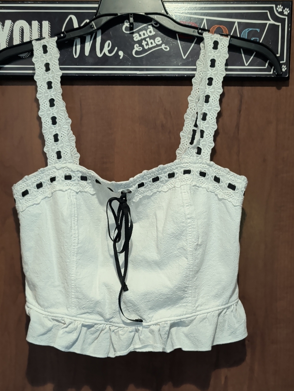 Women's White Crochet-Trim Tank Top